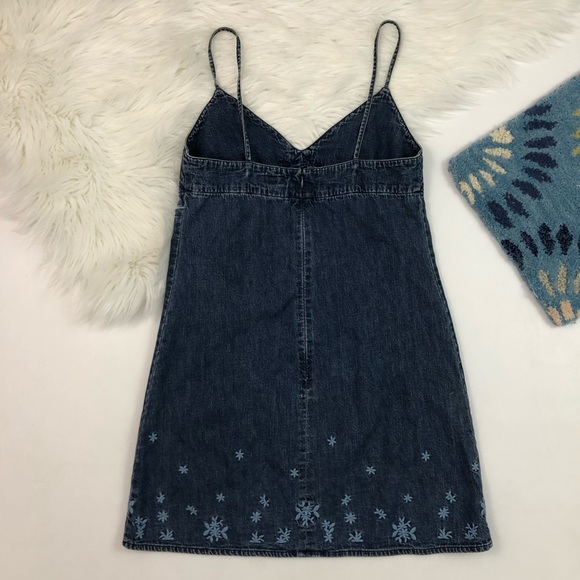 [J. Crew] Mini Denim Embroidered Jean Dress Tunic - Picture 5 of 7